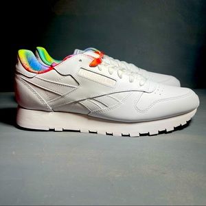 RARE Reebok Pride Classic Leather Women's White Casual Shoes Size 11 W/ 9.5 M